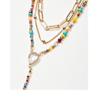NWOT Ann Taylor Loft Multicolor Beaded Y Necklace